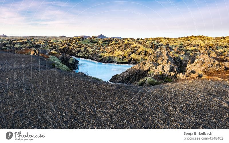 Landscape on the peninsula Reykjanes near the blue lagoon, Iceland Peninsula Lava Blue Lagoon Nature Icelandic Sulphur Moss Sky Water Tourism Vacation & Travel