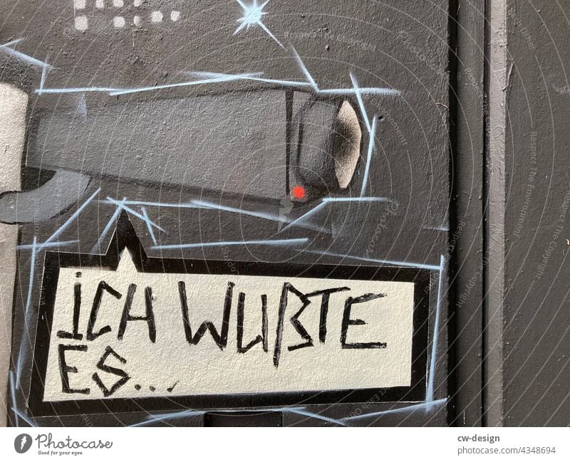 I knew it - drawn & painted Colour photo Graffiti Wall (building) Sign Exterior shot Youth culture Left Society Deserted Letters (alphabet) Subculture