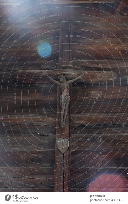 Jesus made of wood on wooden cross Jesus Christ Wood Religion and faith religion Symbols and metaphors Church Spirituality Hope Christianity Catholic pray