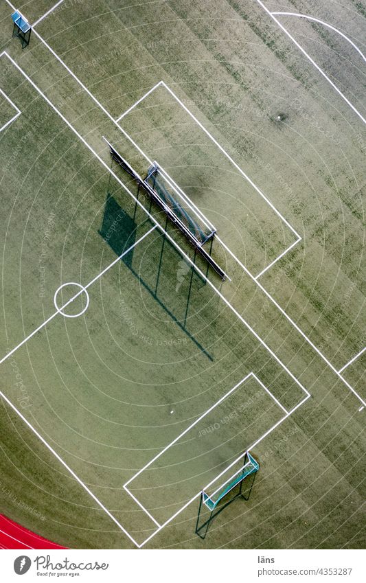 let the games begin l sports field Deserted Sporting grounds Line Red Track and Field Sports Racecourse Green Sporting Complex Olympia Bird's-eye view UAV view