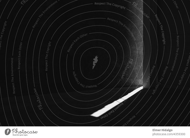 Small ray of light enters through the wall Ray Sun Light Window black and white Black and white photography Art fine art photography Abstract no people nobody