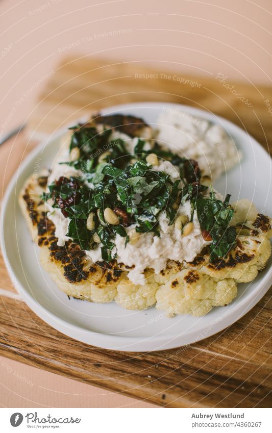 cauliflower steak vegan food  flat lay Cauliflower blogger cast iron skillet cook cooking diner eat health healthy home homemade kale kitchen mashed organic