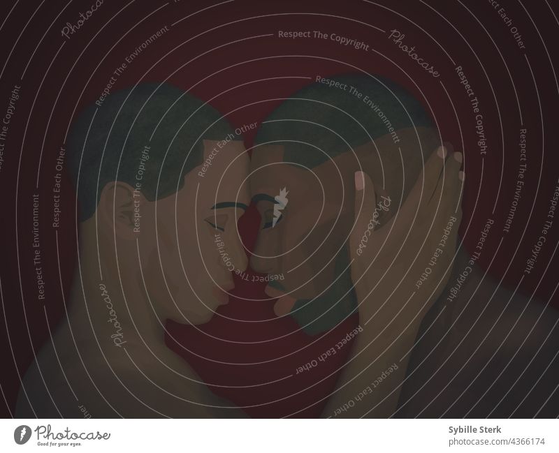 Two men in a gentle embrace passion tenderness LGBT gay couple man african ethnicity homosexual relationship romantic love lgbt male togetherness affection