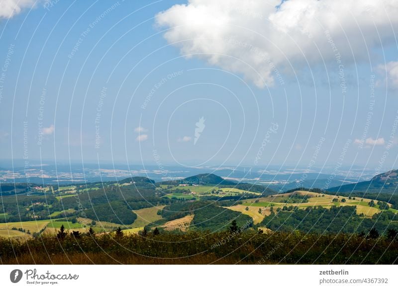 View from the Wasserkuppe (Rhön) Germany Village holidays Hesse idyll Small Town Landscape Agriculture Nordhessen Summer fresh from the summer vacation Forest