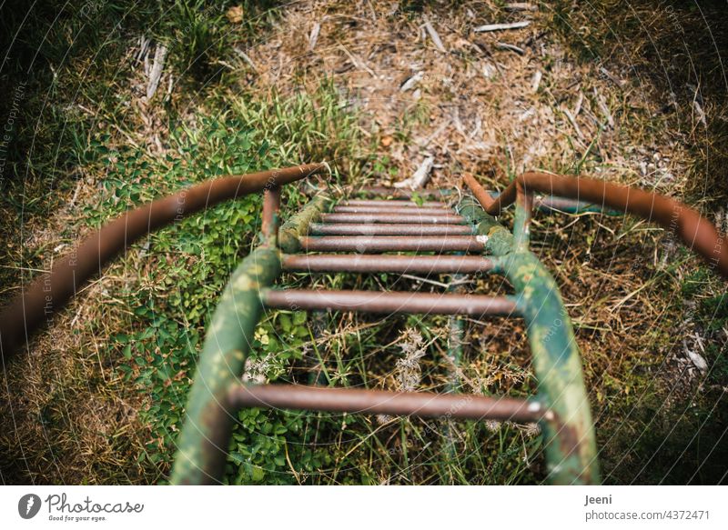 Lost Land Love | Look Down Playground Slide Skid Stairs Ladder look down from on high Past transient Detail Former lost places lostplace forsake sb./sth. Broken