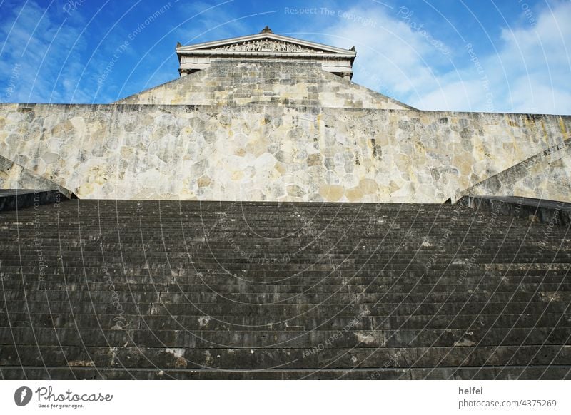 Walhalla, temple of glory near Regensburg with blue bavarian sky Beautiful weather Fantastic hall of fame Panorama (View) Deserted Clouds Germany Far-off places