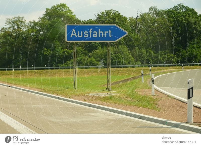 There we have the salad I missed exit / traffic sign - exit from the motorway - seen from the car / VZ 333 Highway Austobahn exit Road sign Street Driving