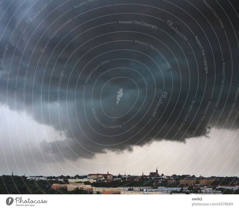 Rough weather Skyline Downtown Bautzen Dome Church Building Church spire Apocalyptic sentiment Dark Change in the weather Exterior shot Deserted Day Low-key