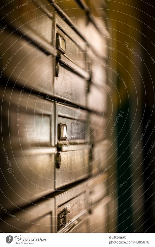 Close up of mailboxes in apartment building Mailbox Apartment Building inside Letter (Mail) Close-up close shallow depth of field Depth of field focus