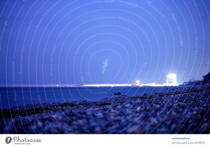 light ferry Long exposure Night Horizon Beach Light Navigation Water