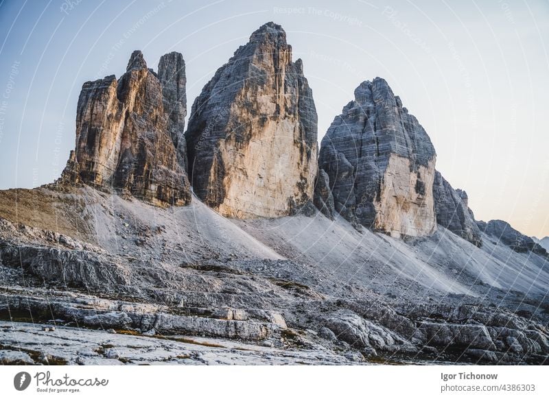 The Tre Cime di Lavaredo, in the Sexten Dolomites, Italy lavaredo three peaks mountain landscape nature alpine travel europe outdoor dolomiti park sextener