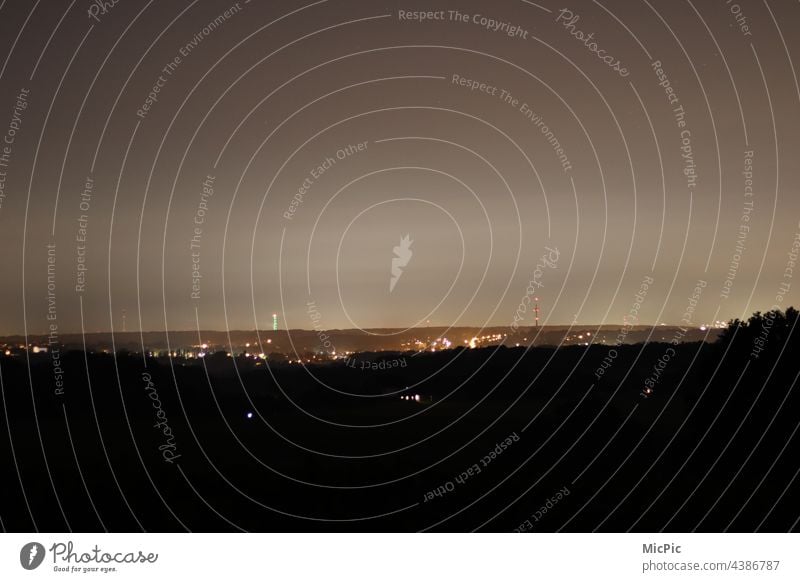 Skyline at night Night Town Exterior shot Long exposure Dark Night shot Deserted darkness Lighting clearer Horizon City lights Night sky Panorama (View)