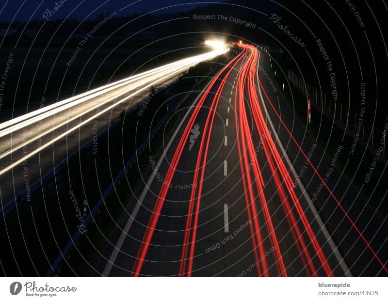 speed Red White Black Highway Speed Night Dark Long exposure Light Railroad Car vehicles