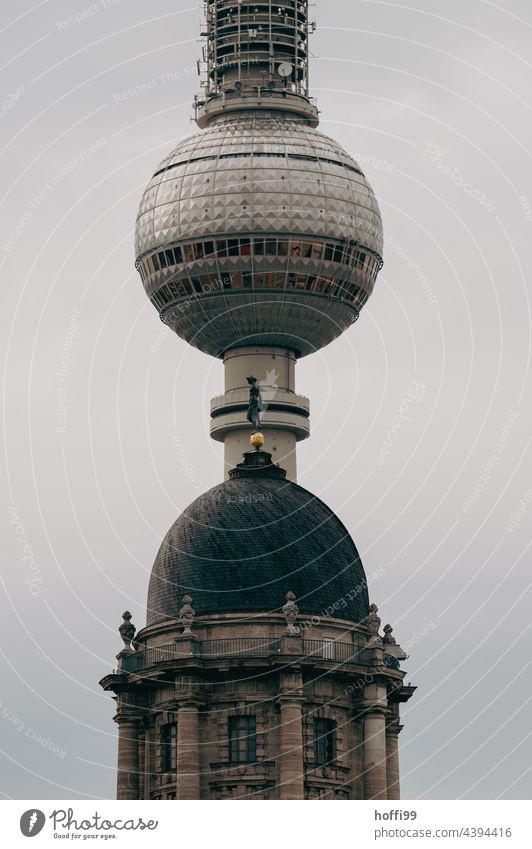 Berlin television tower with dome Berlin TV Tower Landmark Capital city Monument Downtown Berlin Alexanderplatz Television tower Tourist Attraction Sightseeing