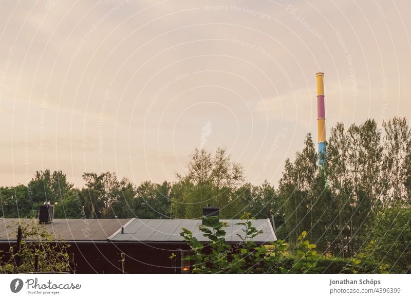 Chimney of the combined heat and power plant Chemnitz North with fossil fuels Heating power station north Stringbean Air pollution Coal power station Climate