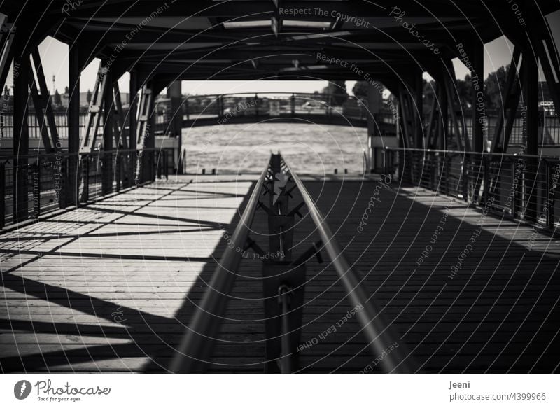 Light, shadow and the Elbe Light and shadow Light and shadow play Shadow Shadow play Underpass Elbufer Landungsbrücken Landing stage Hamburg Port of Hamburg