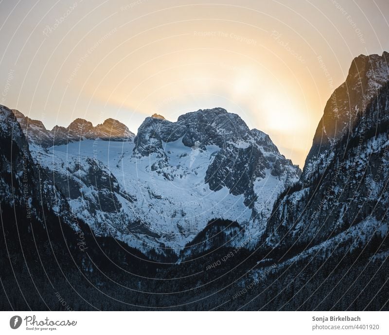 Sunrise over the Dachstein glacier, Austria Glacier Landscape Winter Alps Snow Nature Exterior shot Rock Beautiful weather Deserted Colour photo Day