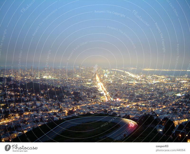 Veins of San Francisco Night Town Long exposure Horizon New York City Light Skyline