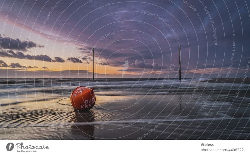 St. Peter Ording at sunset Saint Peter Ording Beach North Sea Clouds Sunset Dramatic reflection coast vacation travel Buoy Waves