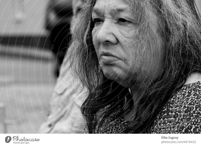 older woman with a blank look .... Woman Shallow depth of field empty gaze Exterior shot portrait Human being 70-80 Retirement older adult person