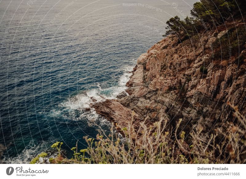 Views of a cove on the Costa Brava from a high point background bay beach beautiful blue california canyon chalk coast coastal coastline energy environment