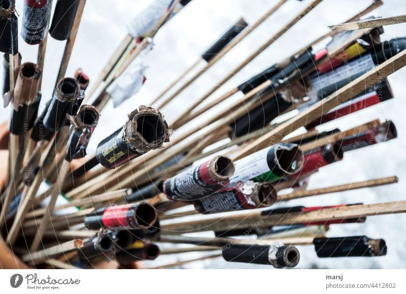 Order in chaos | All the rockets have burned down and yet they are stuck together in one pot. missiles burnout Burnt out garnered at the same time Exhaustion