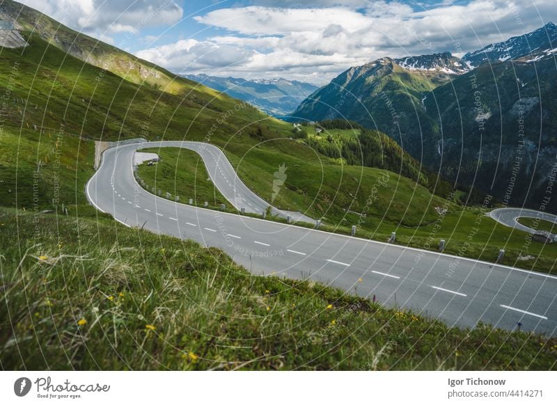 Serpentine road over mountain pass - Grossglockner, Austria grossglockner austria touring shot nature scenic view landscape travel alps cold snow day serenity