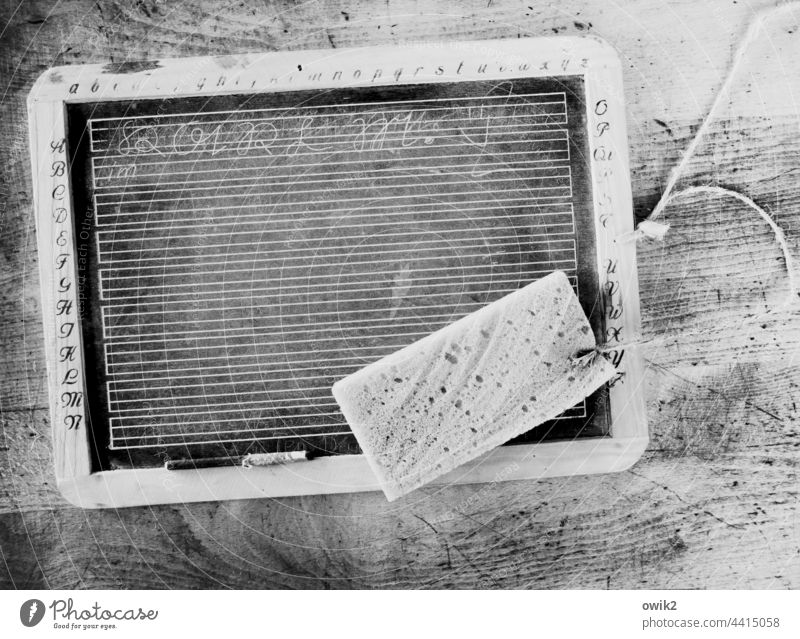 platform Sponge School Historic Old Nostalgia Past Characters Long shot Old fashioned Former Black & white photo Close-up Signs and labeling Letters (alphabet)