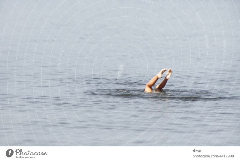 Diving mermaid - handstand training in the water hold one's breath Handstand Dive establish feet Legs Joy Leisure and hobbies Playing Vacation & Travel