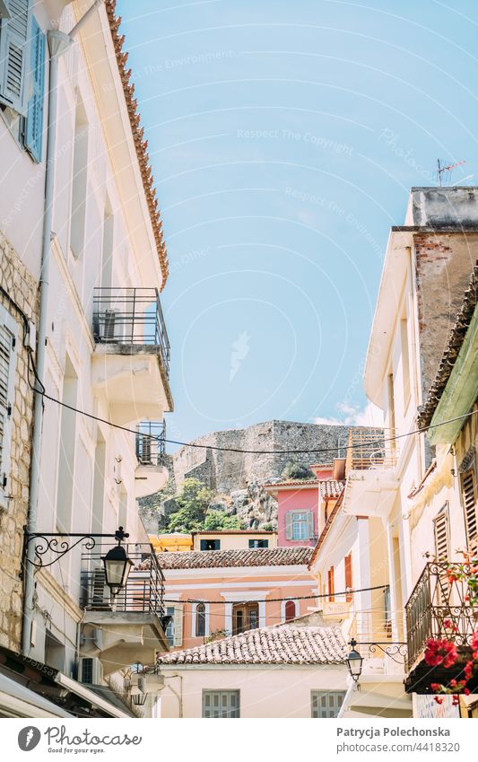 Old town of Nafplio, Greece on a hill nafplio naufplion Greek Hill Architecture traditional houses Summer Town