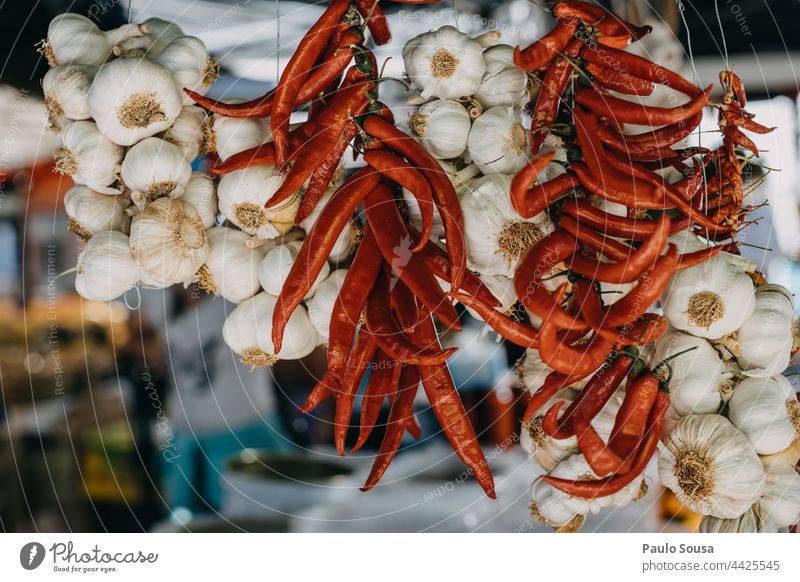 Garlics and red chilli peppers chilly Spicy spice Fresh freshness Organic produce Colour photo Vegetable spicy ingredient Herbs and spices healthy vegetable