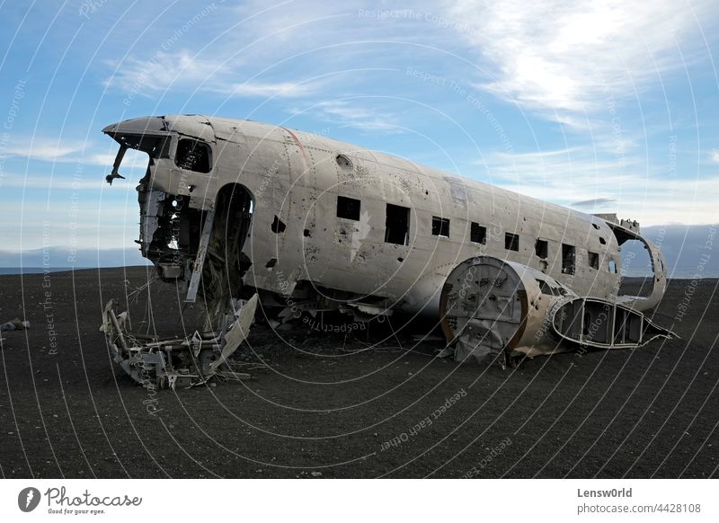 Abandoned plane wreck at Solheimasandur, Iceland abandoned accident aircraft airplane aviation broken cockpit crash damage iceland icelandic metal military old