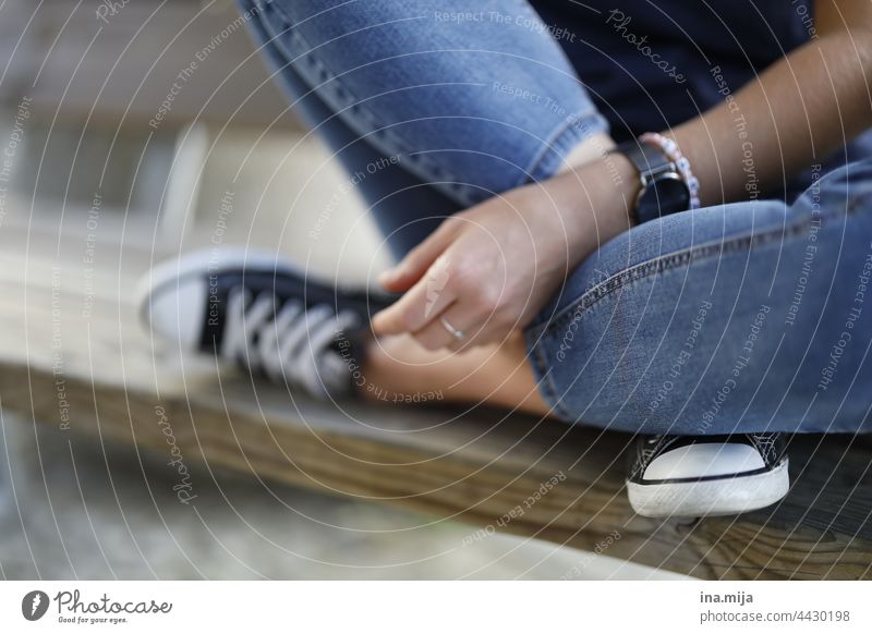 cross-legged Sit Cross Legged converse youthful Chucks Summer Human being Youth (Young adults) Exterior shot University & College student Apprentice Student