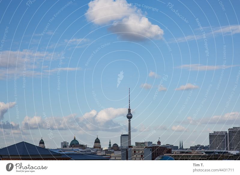 Skyline Berlin with slightly cloudy sky Capital city Downtown Berlin City Architecture Germany Town Tourism Deserted Landmark Clouds Exterior shot