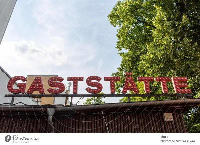 Entrance to the beer garden and restaurant Prater Biergarten Berlin Beer garden Prenzlauer Berg chestnut avenue Exterior shot Deserted Town Downtown