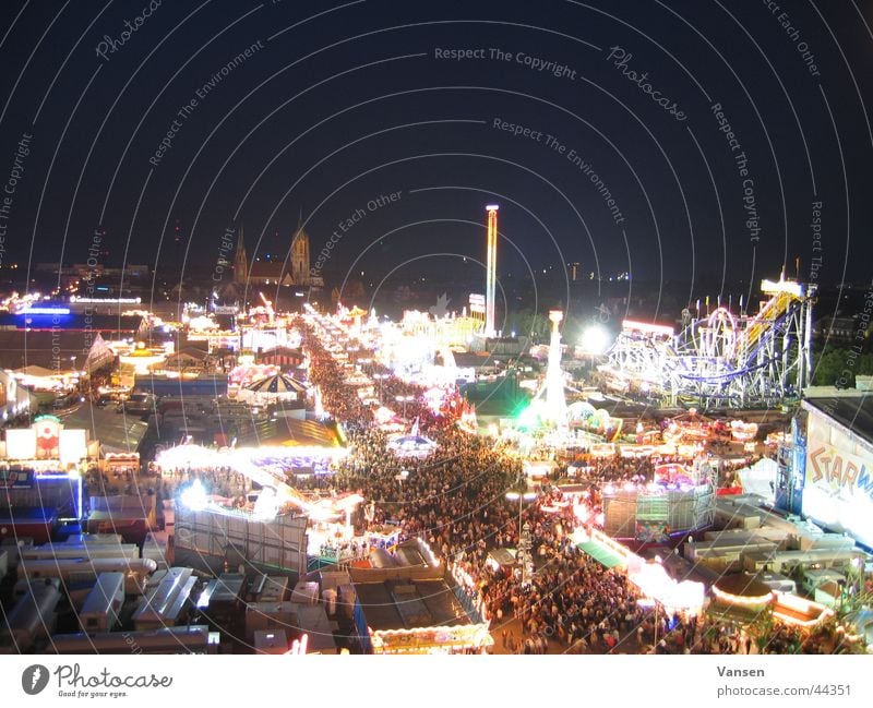 Oktoberfest from above Night Exposure Light Leisure and hobbies Feasts & Celebrations