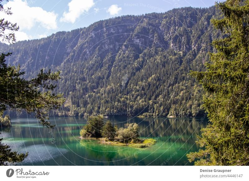 Eibsee in Garmisch Partenkirchen Eib Lake Zugspitze Alps Landscape Bavaria vacation Nature travel Mountain Beautiful weather Colour photo Exterior shot Hiking