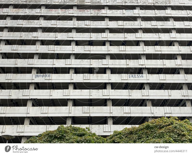 Beauty in the eye of the beholder - Berlin Prefab construction Stripe Gloomy Tower block dreariness Agreed Glazed facade reflective Block Detail reflection