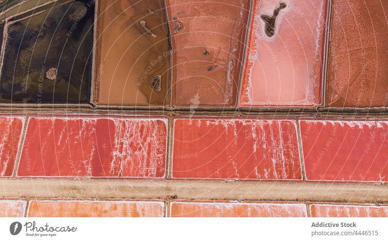 Aerial drone view of some brine salt flats in Andalucia, Spain mineral pond landmark landscape nature salinas water farm salines beautiful spain salt water red