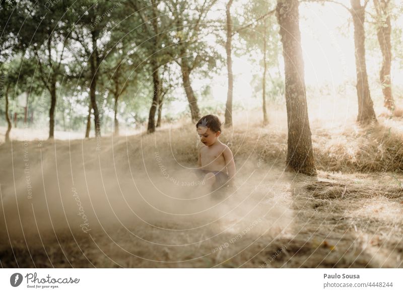 Child playing with soil childhood Dirty Playing Caucasian 1 - 3 years Authentic Joy Happiness Leisure and hobbies Childhood memory Happy Life Infancy