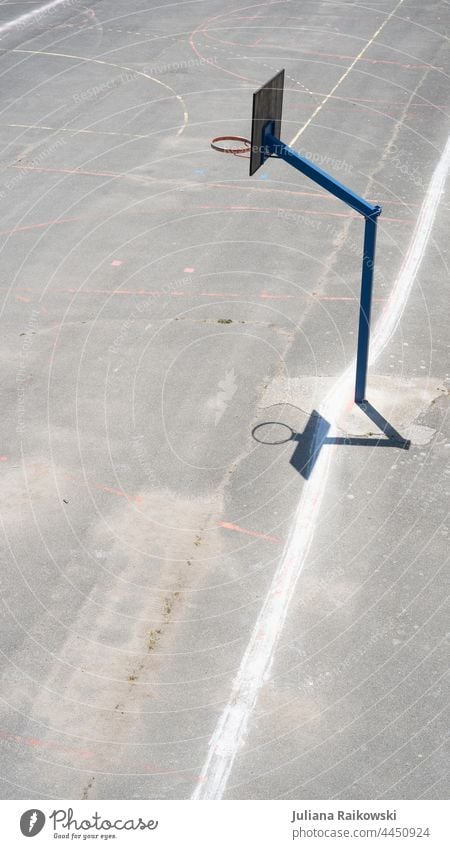 empty basketball court Basketball Sports Playing Exterior shot Ball sports Deserted Leisure and hobbies Basketball basket Day Throw Basketball arena