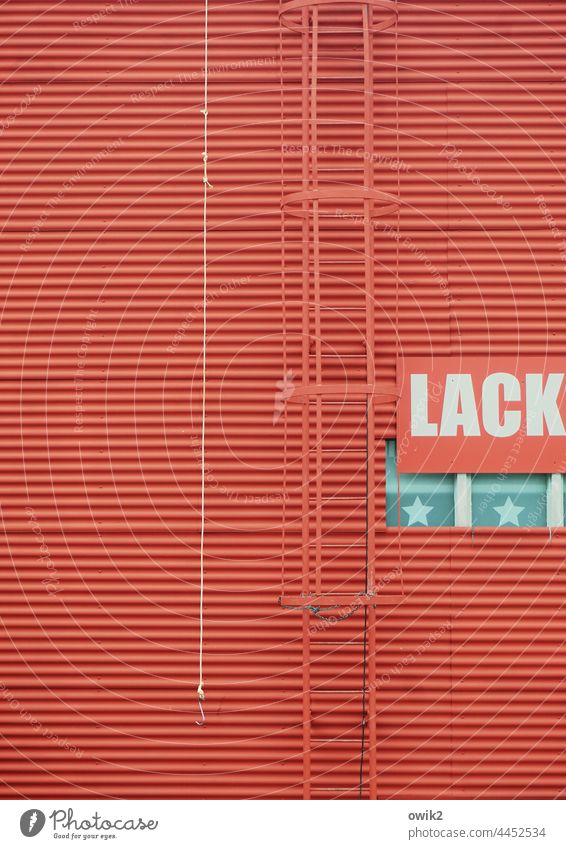 penetrating Wall (building) Metal Red Colour photo Simple Building Wall (barrier) Abstract Pattern Structures and shapes Copy Space top Copy Space left Deserted