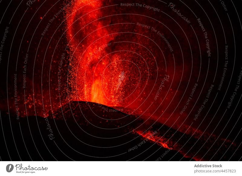 Cumbre Vieja volcanic eruption in La Palma Canary Islands 2021 volcano lava nature dangerous explosion fire smoke magma crater molten environment earth flame