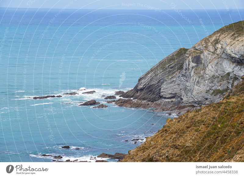 view of the bilbao coast in Basque country, Spain cliff rocks sea ocean water beach nature outdoors travel destination landscape horizon background tranquility