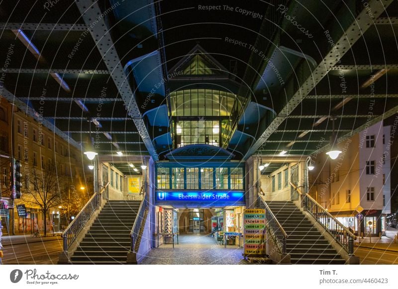 Eberswalder Straße station at night Station Schönhauser Allee Night Prenzlauer Berg Berlin Downtown Exterior shot Capital city Town Old town Deserted