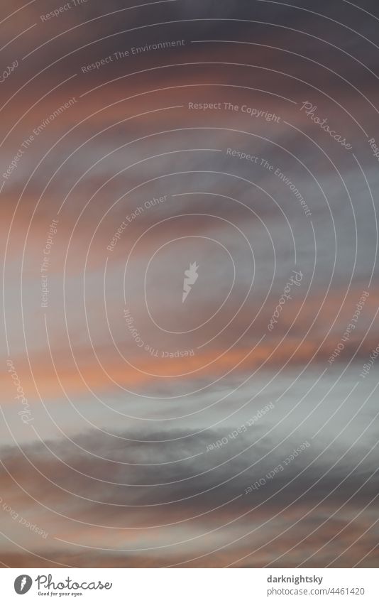 Evening sky with orange, blue and grey in vertical shot Colour photo Day Air Sky Happiness Exterior shot Creativity Deep depth of field Copy Space top Deserted