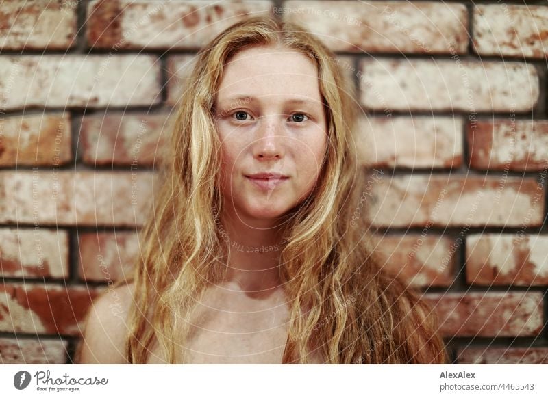 Close up of young woman with freckles and red blonde hair portrait Near proximity Emanation tranquillity vigorous pretty Youth (Young adults) Adults Red-haired