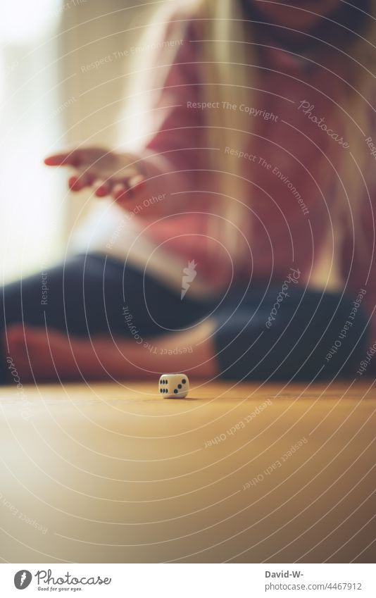 Child playing with a cube Playing Parlor games cubes fun Happy Success Throw dice Girl Infancy Coincidence