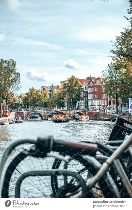 View of the Keizersgracht, Amsterdam, Netherlands dutch Leidsegracht Gracht Canal Belt Channel venice of the north Waterway boat tour Excursion boat Amstel