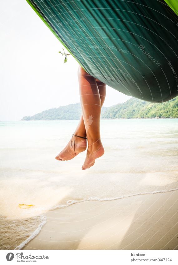 Hammock V Woman Human being Legs Feet Toes Hang Relaxation Vacation & Travel Beach Sandy beach Asia Thailand Sleep Travel photography Summer Paradise Deserted